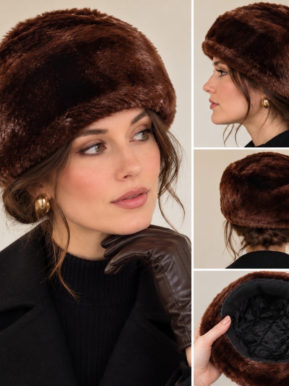 Vintage Brown Genuine Fur Pillbox Hat | Retro Winter, Likely Mink